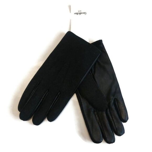 Goodfellow and Co Womens Size M Leather Wool Snap Close Winter Gloves Black Gray - Picture 4 of 4
